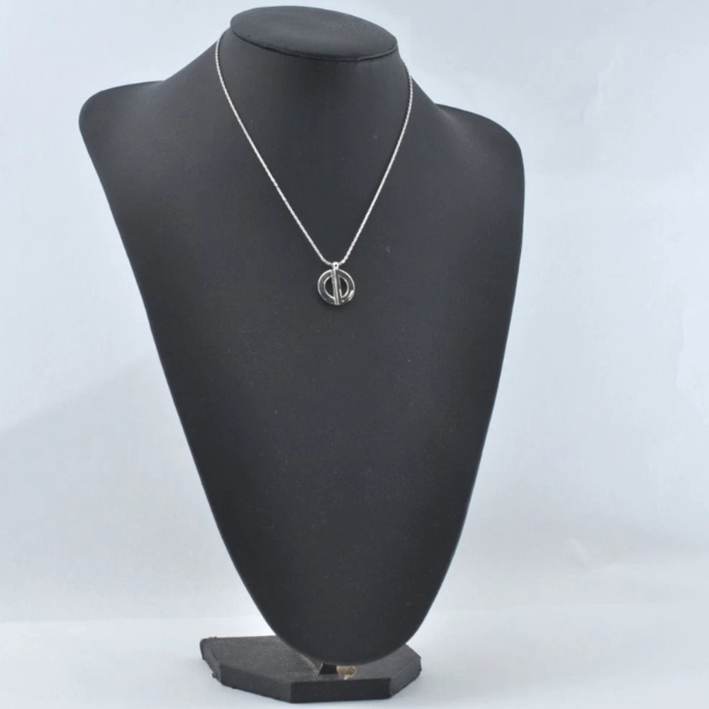 Christian Dior CD Silver Tone Pendant Necklace 14-16” - Picture 2 of 11
